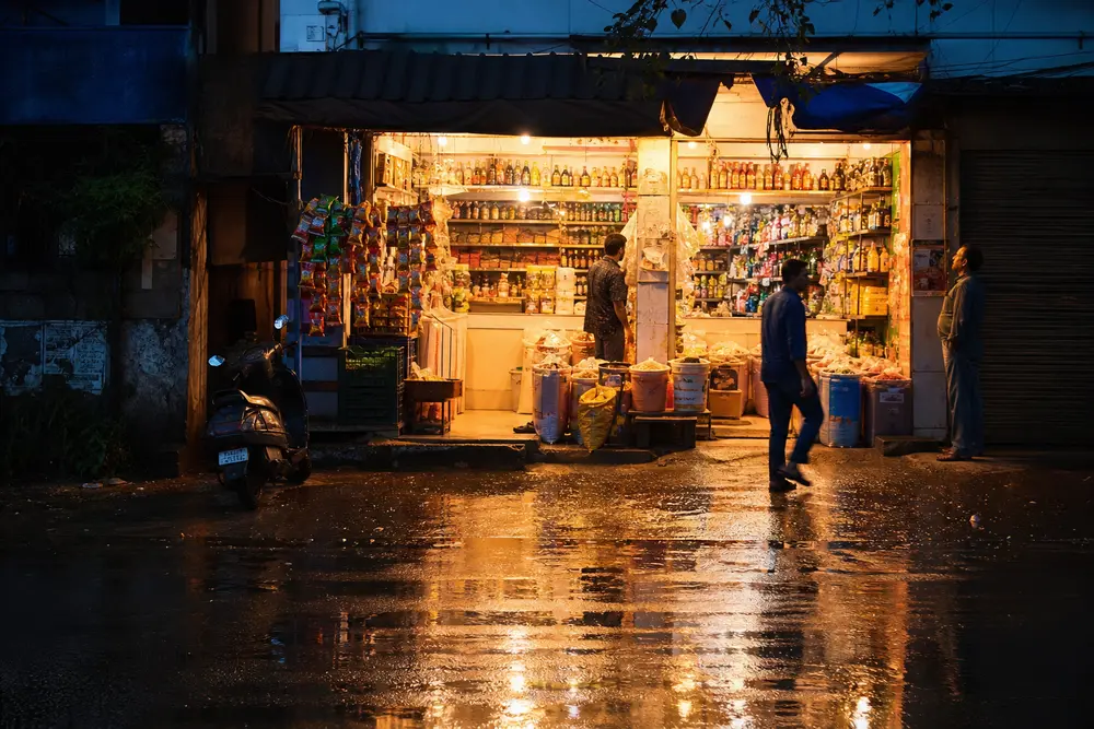 Local shop at dusk